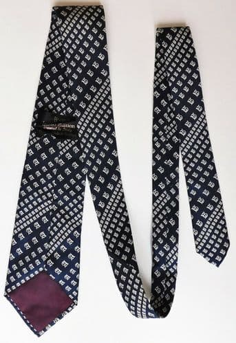 Harrods vintage silk tie Initial Edition letter A All Silk navy blue